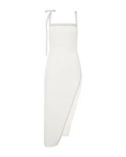 CRYSTAL TRIM OPEN LEG MIDI DRESS