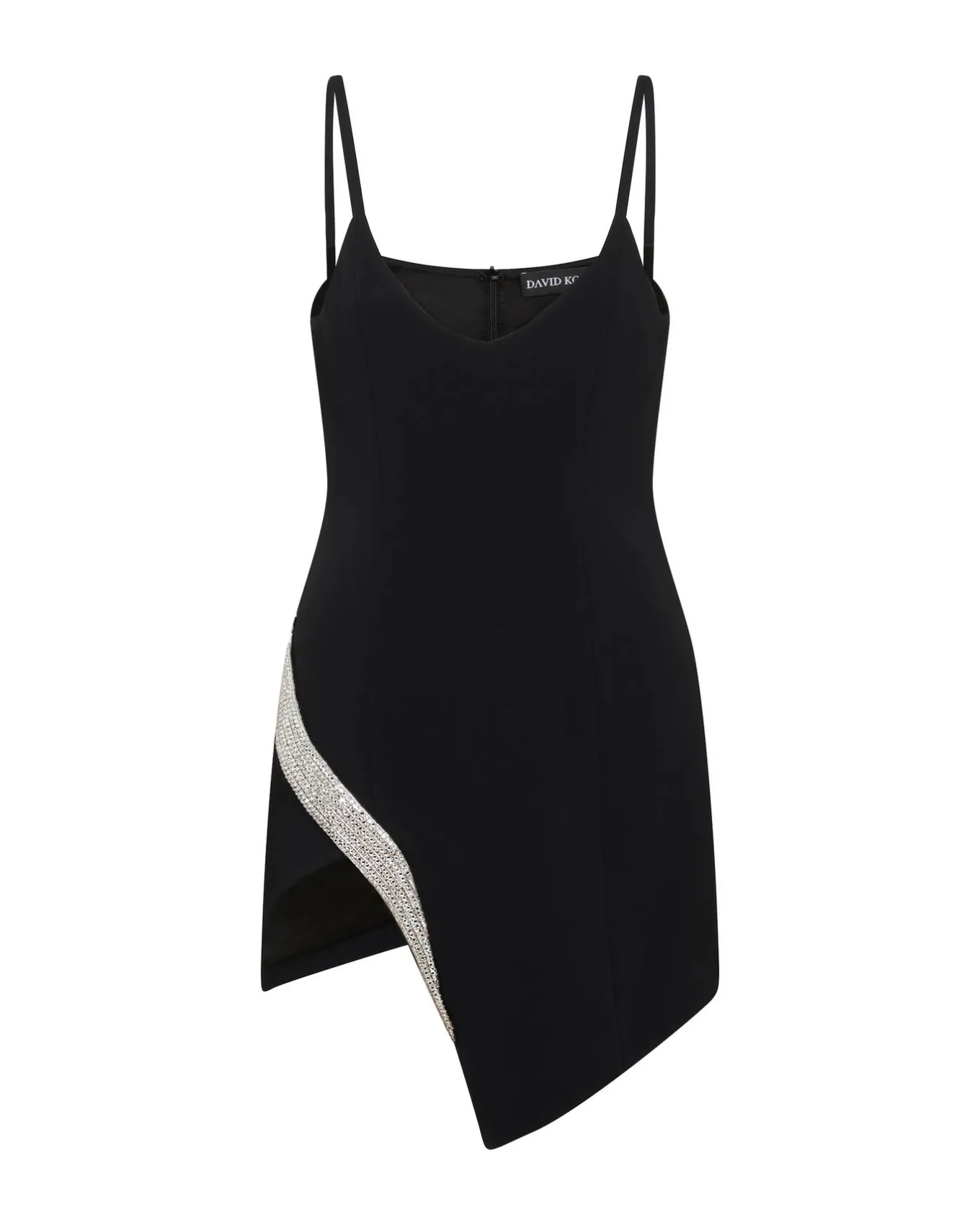 CRYSTAL WING EMBR OPEN LEG MINI DRESS