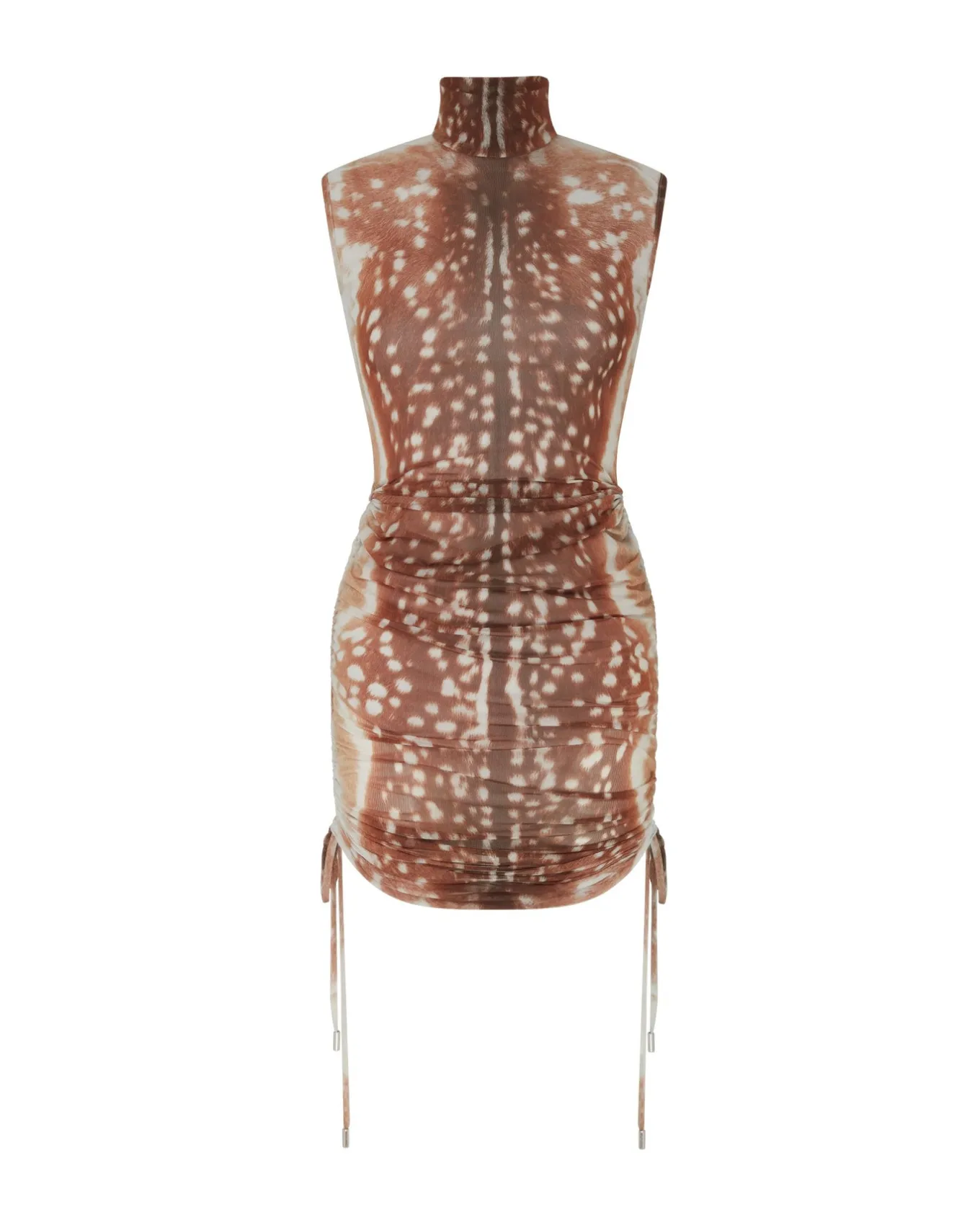 DEER HIDE PRINT RUSHED MINI DRESS