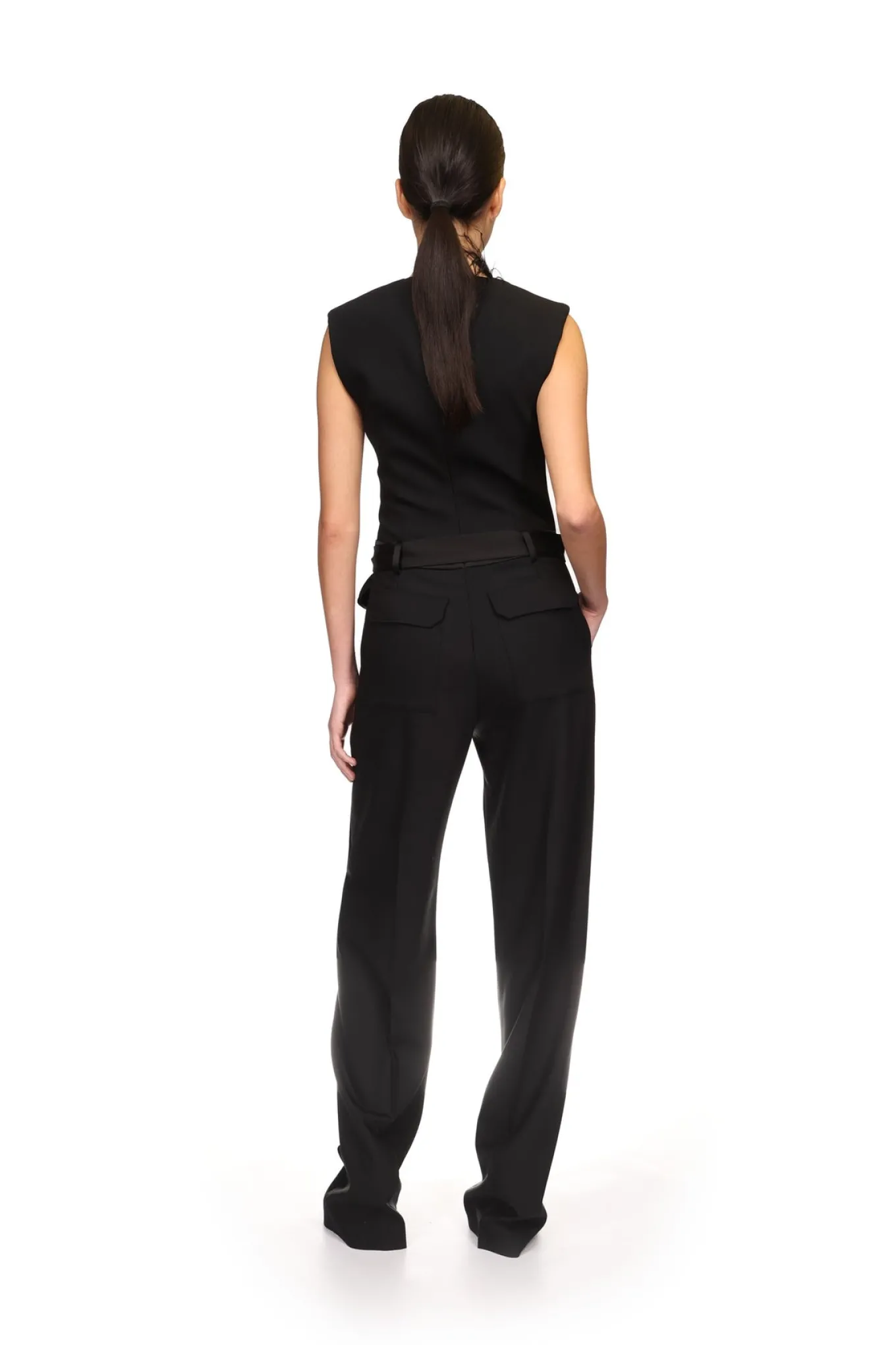 DETACHABLE FEATHER TRIM JUMPSUIT
