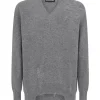 DISTRESSED FINE KNIT JUMPER IN BLACK