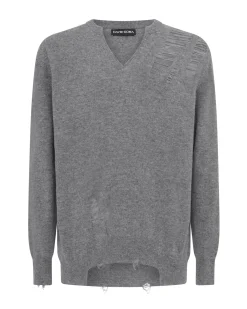 DISTRESSED FINE KNIT JUMPER IN BLACK