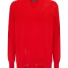 DISTRESSED FINE KNIT JUMPER IN RED