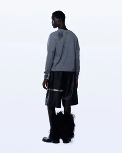 DISTRESSED FINE KNIT JUMPER IN BLACK
