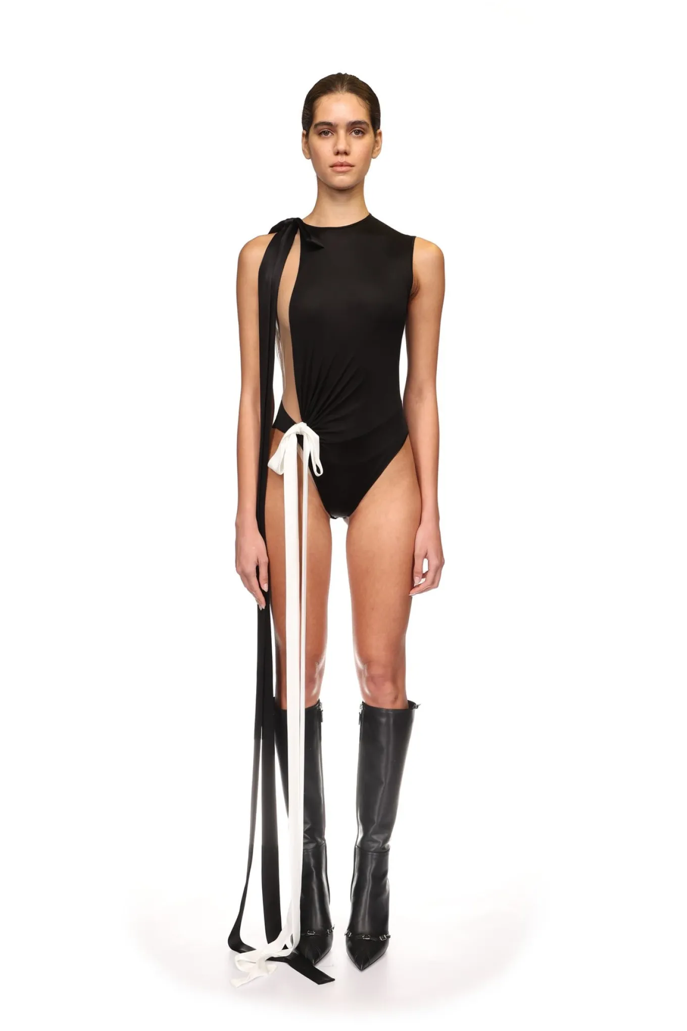 DOUBLE SATIN BOW BODYSUIT
