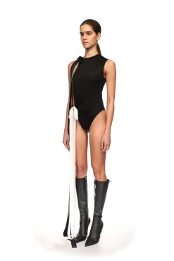 DOUBLE SATIN BOW BODYSUIT