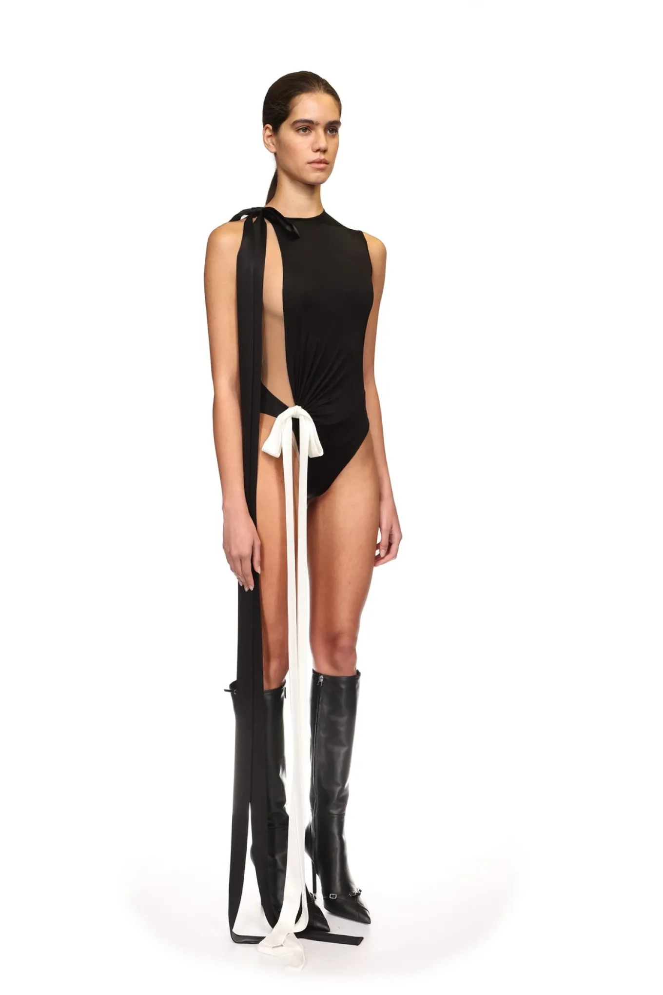 DOUBLE SATIN BOW BODYSUIT