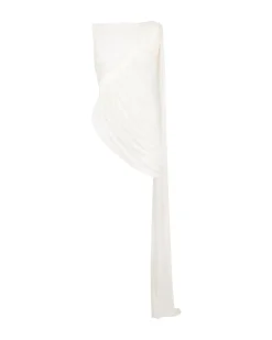 DRAPED JERSEY AND TULLE INSERT TOP