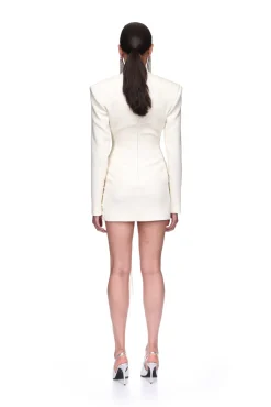 DRAPING OVERLAY TAILORED JACKET DRESS