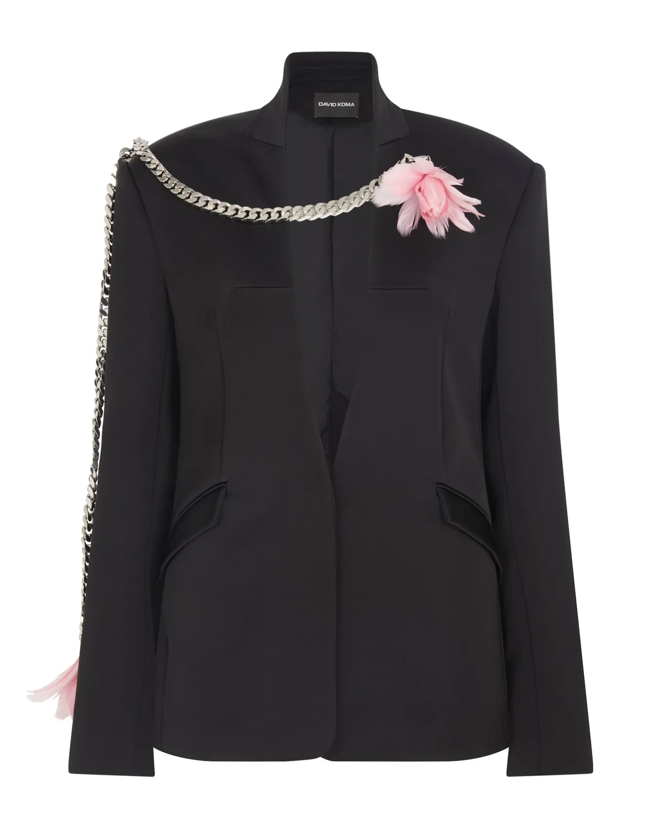 FEATHER FLOWERS AND CHAIN JACKET