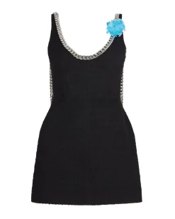 FEATHER FLOWERS AND CHAIN MINI DRESS