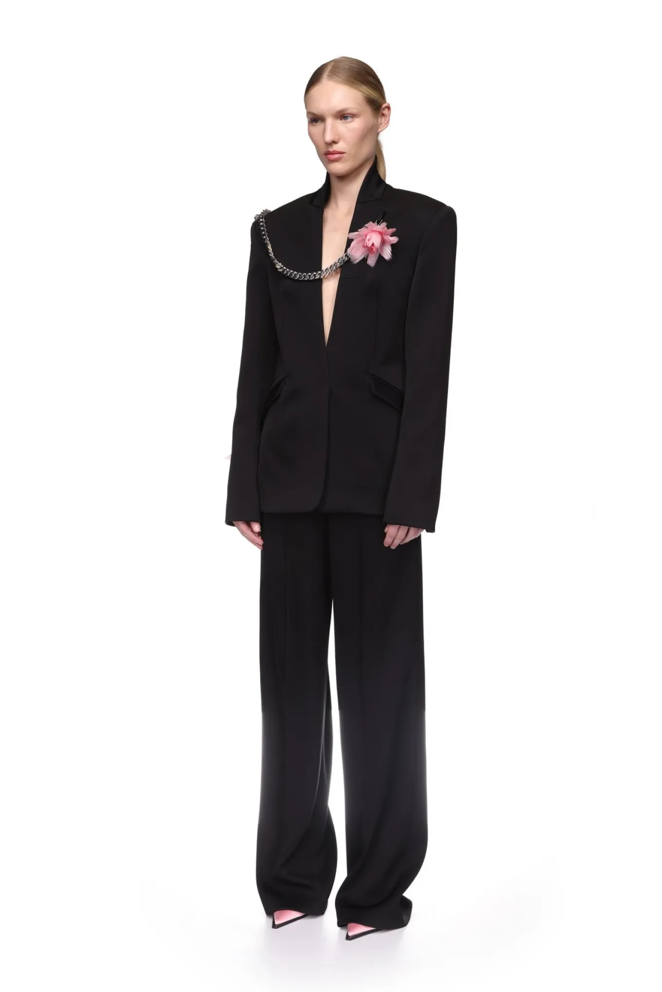 FEATHER FLOWERS AND CHAIN JACKET