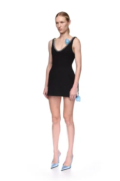 FEATHER FLOWERS AND CHAIN MINI DRESS