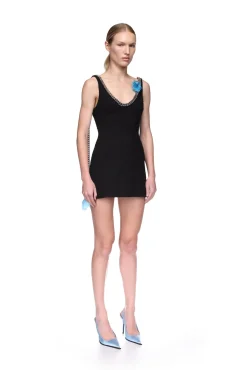 FEATHER FLOWERS AND CHAIN MINI DRESS