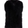 FEATHER FRONT SLEEVELESS HOODIE