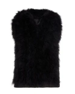 FEATHER FRONT SLEEVELESS HOODIE