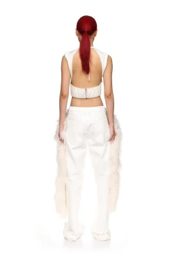 FEATHER PANEL DENIM TROUSERS