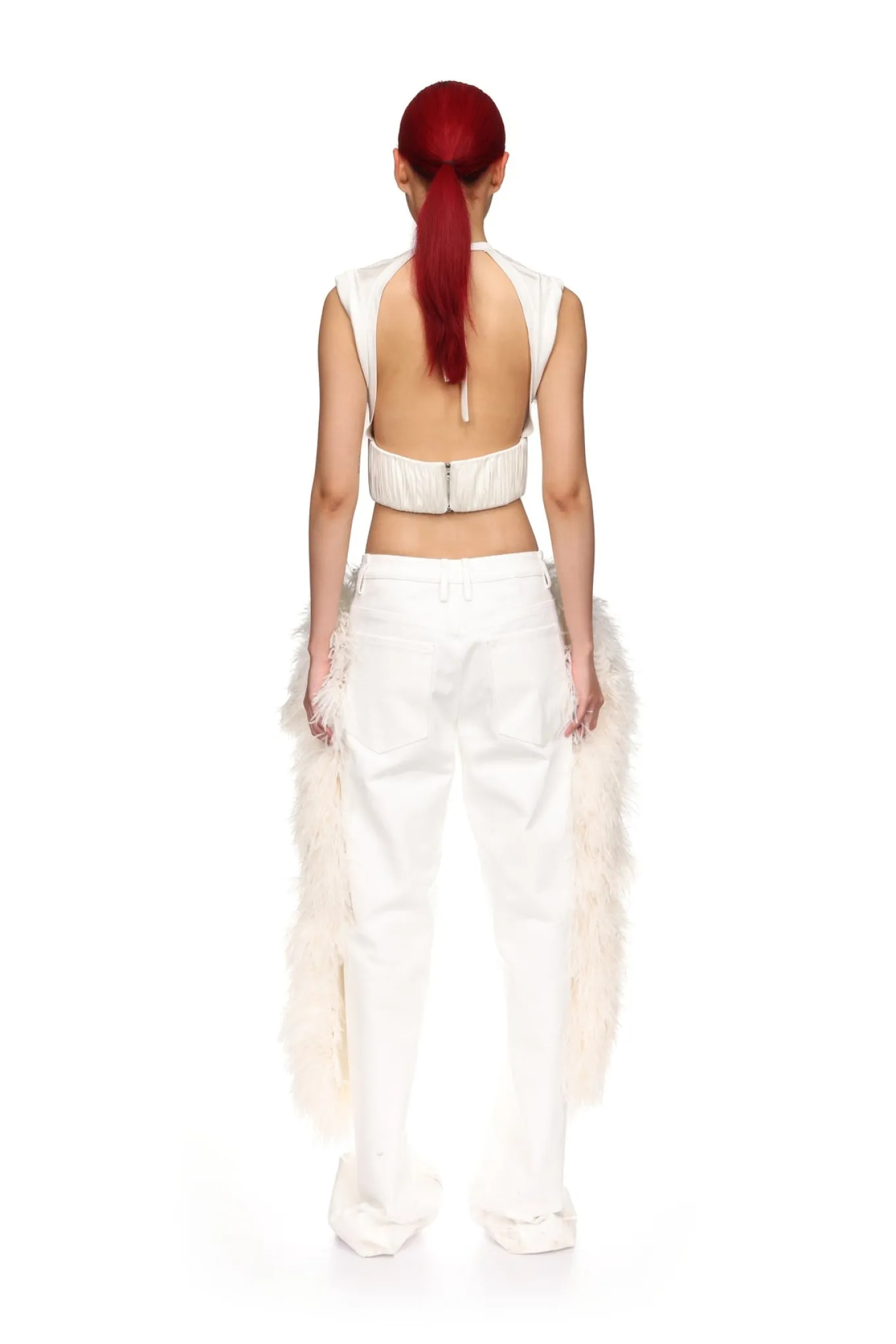 FEATHER PANEL DENIM TROUSERS