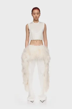 FEATHER PANEL DENIM TROUSERS