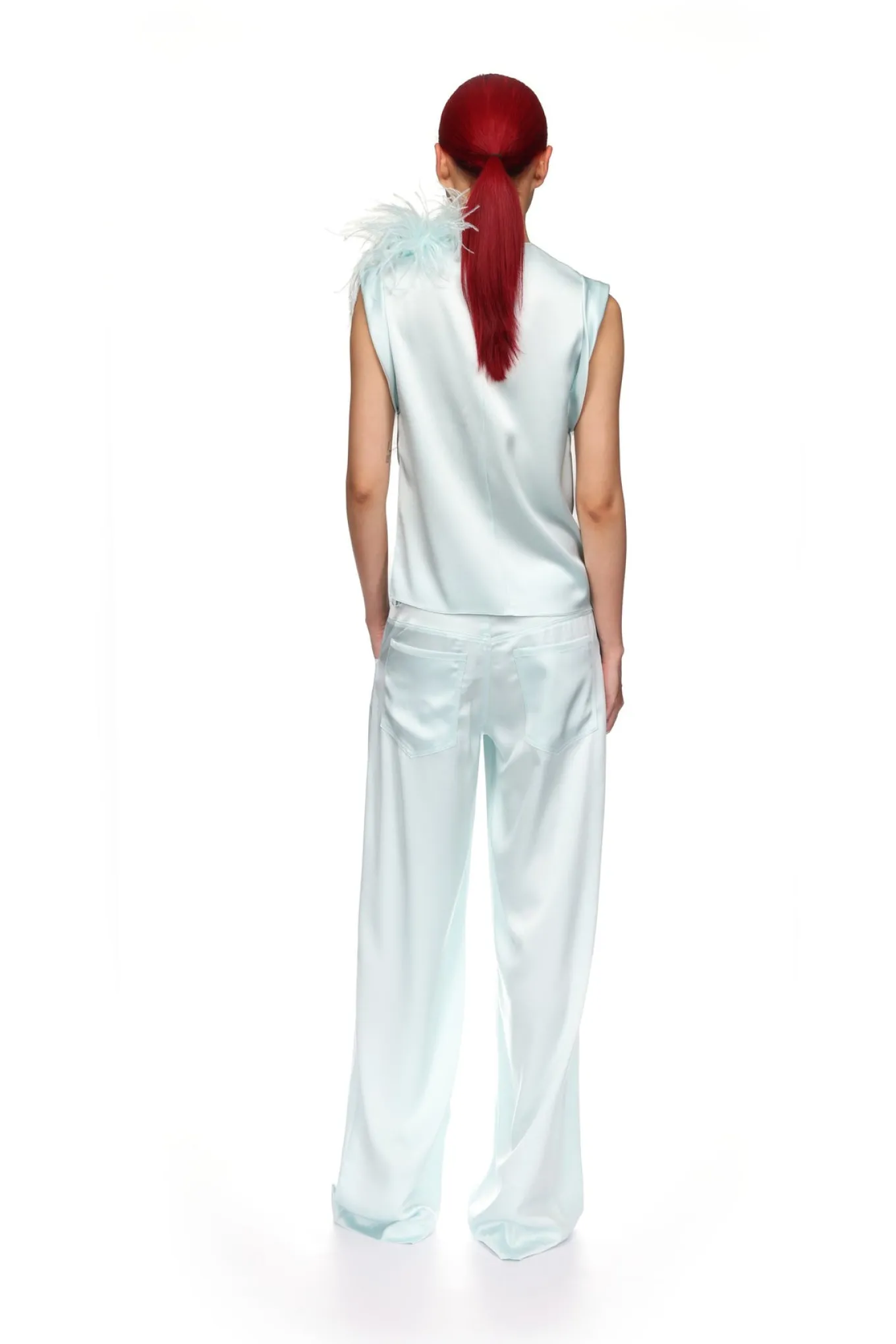 FEATHER PANEL SATIN TOP