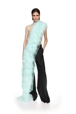FEATHER PANEL TULLE TOP