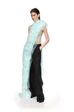 FEATHER PANEL TULLE TOP