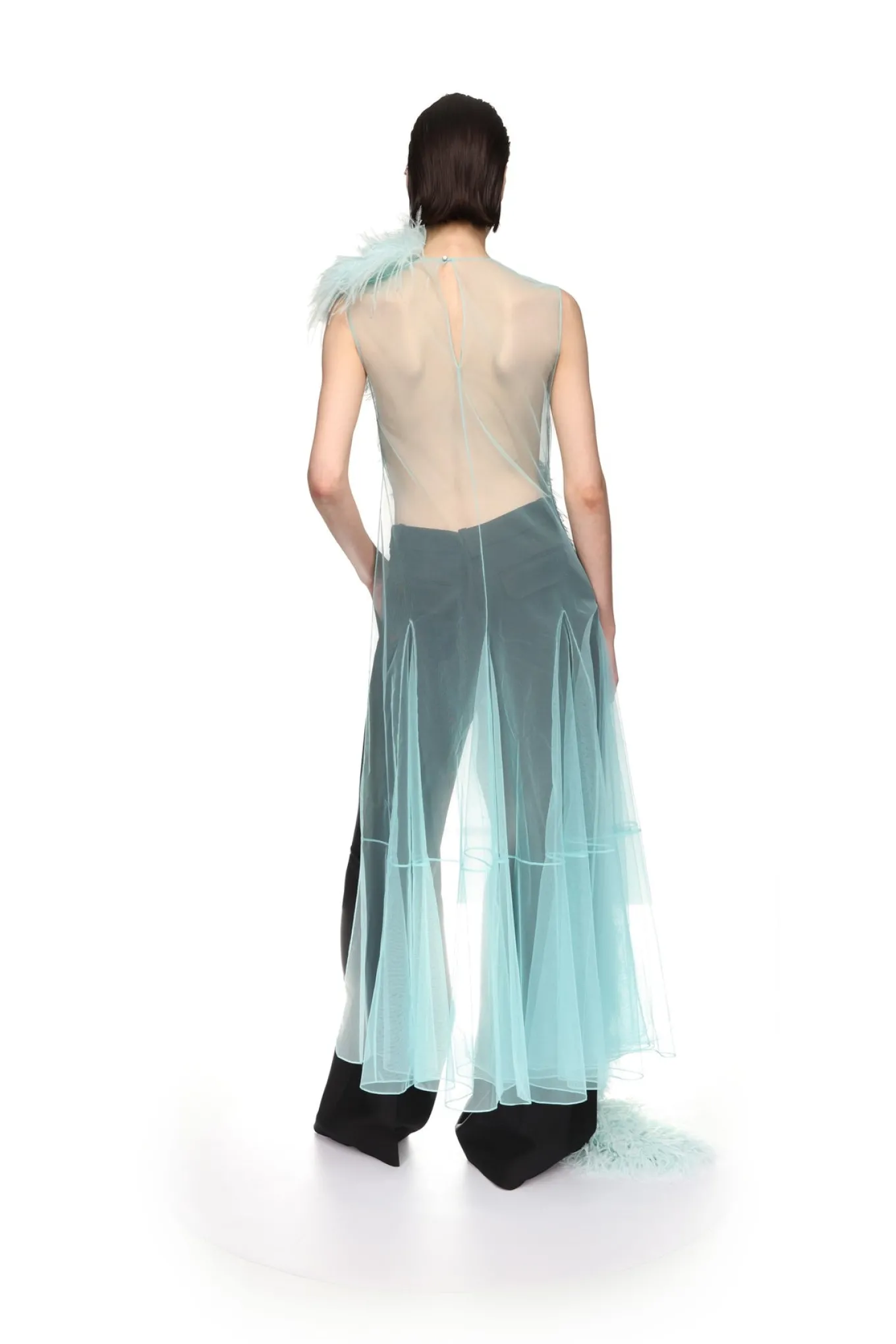 FEATHER PANEL TULLE TOP