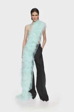 FEATHER PANEL TULLE TOP