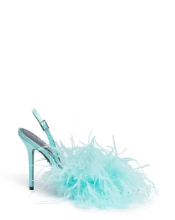 FEATHER SLINGBACK PUMPS IN MINT
