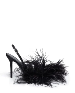 FEATHER SLINGBACK PUMPS IN BLACK