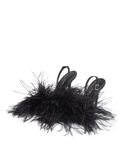 FEATHER SLINGBACK PUMPS IN BLACK