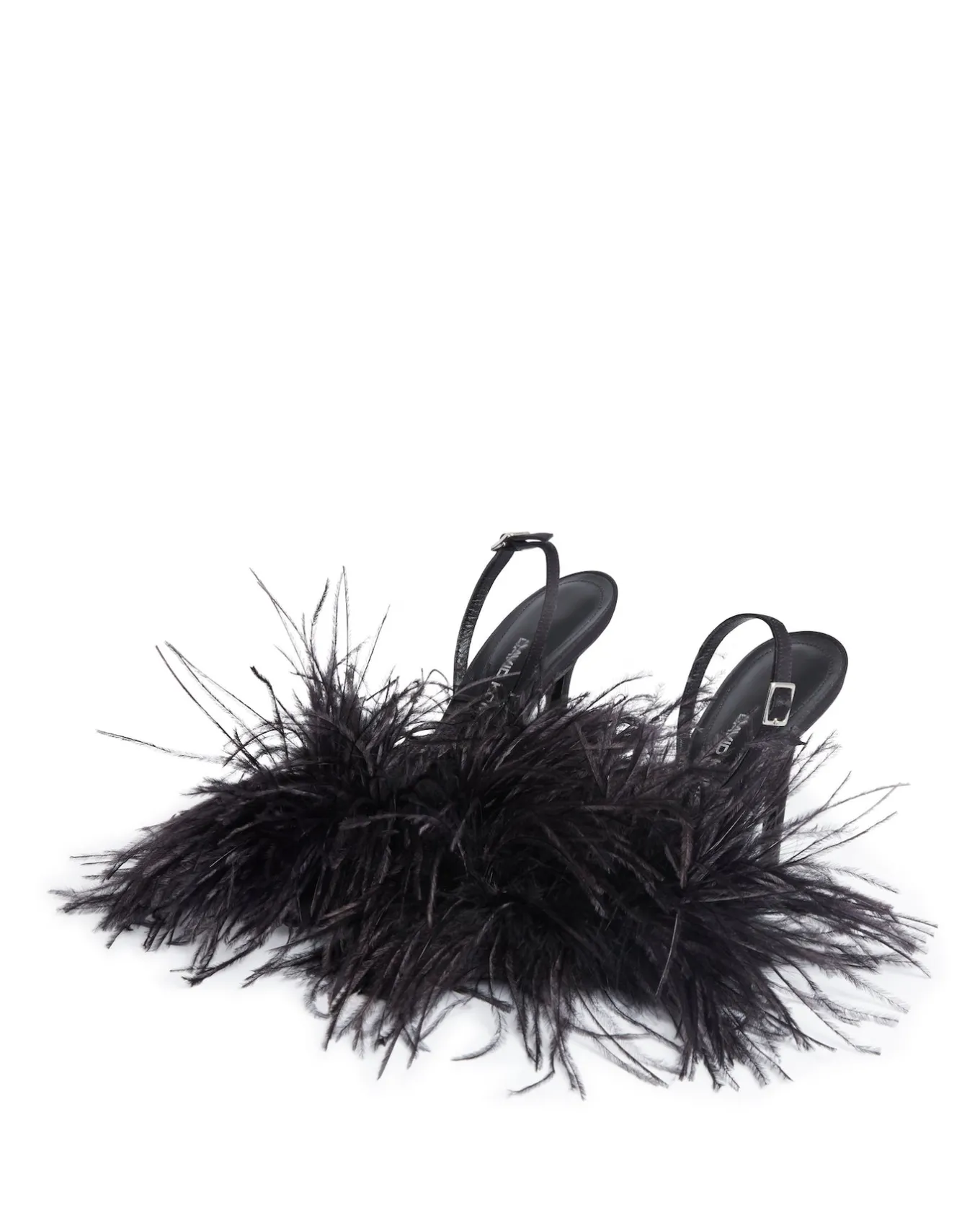 FEATHER SLINGBACK PUMPS IN BLACK