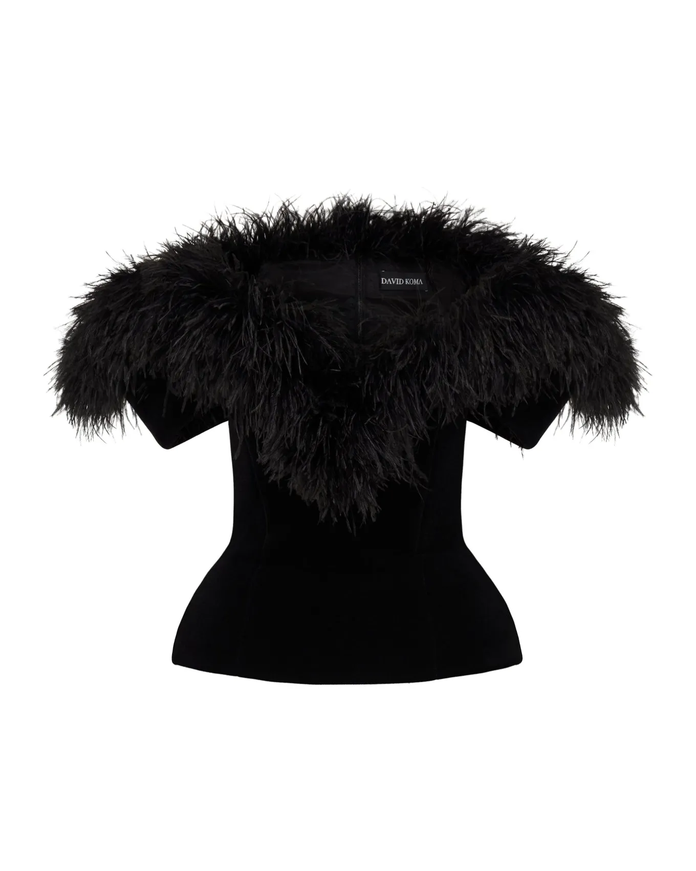 FEATHER TRIM AND VELVET TOP