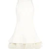 FEATHER TRIM MINI DRESS IN WHITE