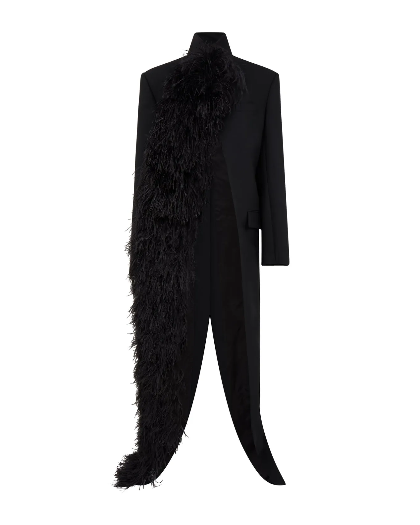 FEATHER TRIM TAILORED COAT