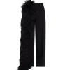 FEATHER TRIM TAILORED TROUSERS