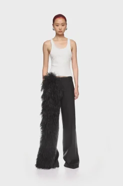 FEATHER TRIM TAILORED TROUSERS