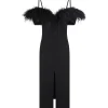 FEATHER TRIM TOP MIDI DRESS