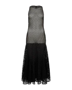 FLARE HEM SLEEVELESS MACRAME DRESS
