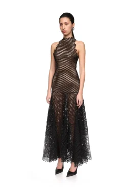 FLARE HEM SLEEVELESS MACRAME DRESS
