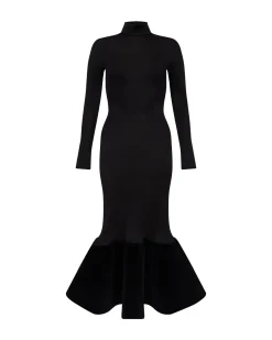 FLOUNCE HEM MIDI DRESS