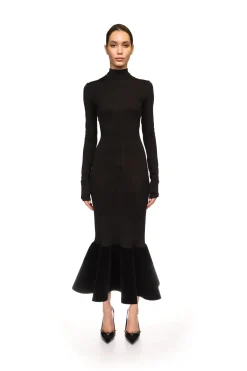 FLOUNCE HEM MIDI DRESS