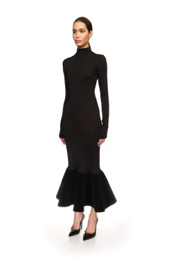 FLOUNCE HEM MIDI DRESS