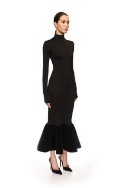 FLOUNCE HEM MIDI DRESS