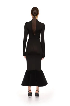 FLOUNCE HEM MIDI DRESS