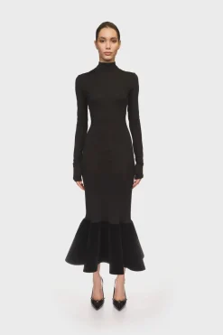 FLOUNCE HEM MIDI DRESS