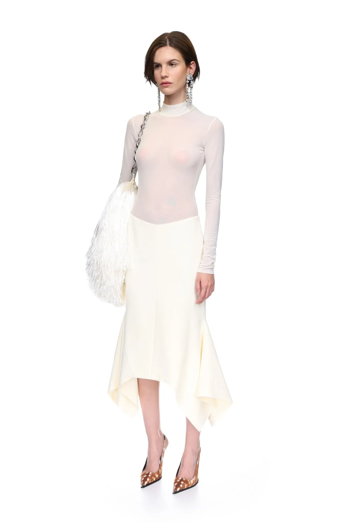 FLOUNCE HEM MIDI SKIRT