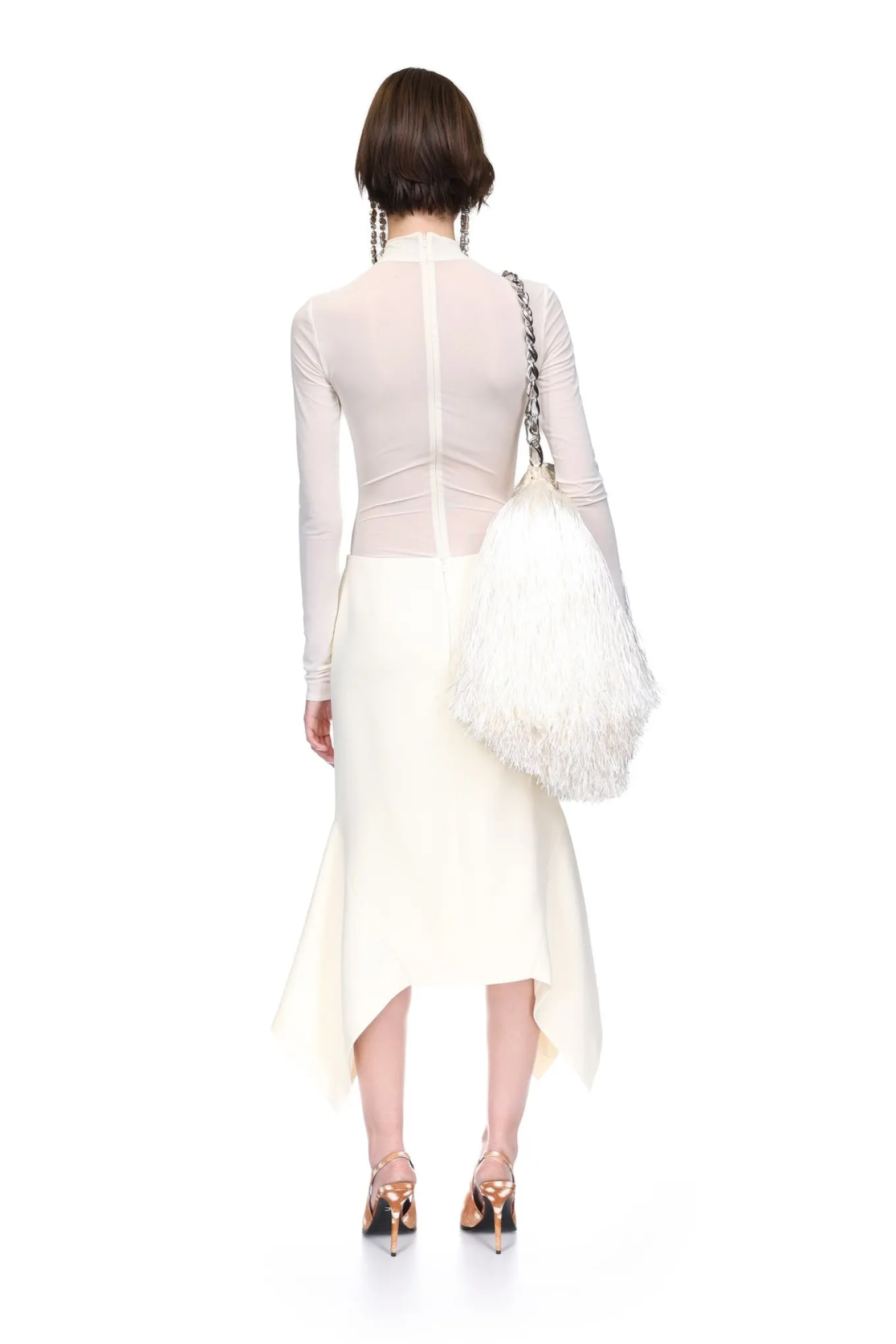 FLOUNCE HEM MIDI SKIRT