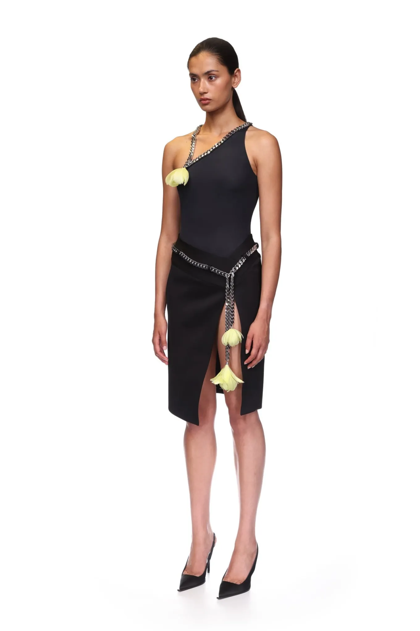 FLOWER CHAIN ONE SHOULDER BODYSUIT