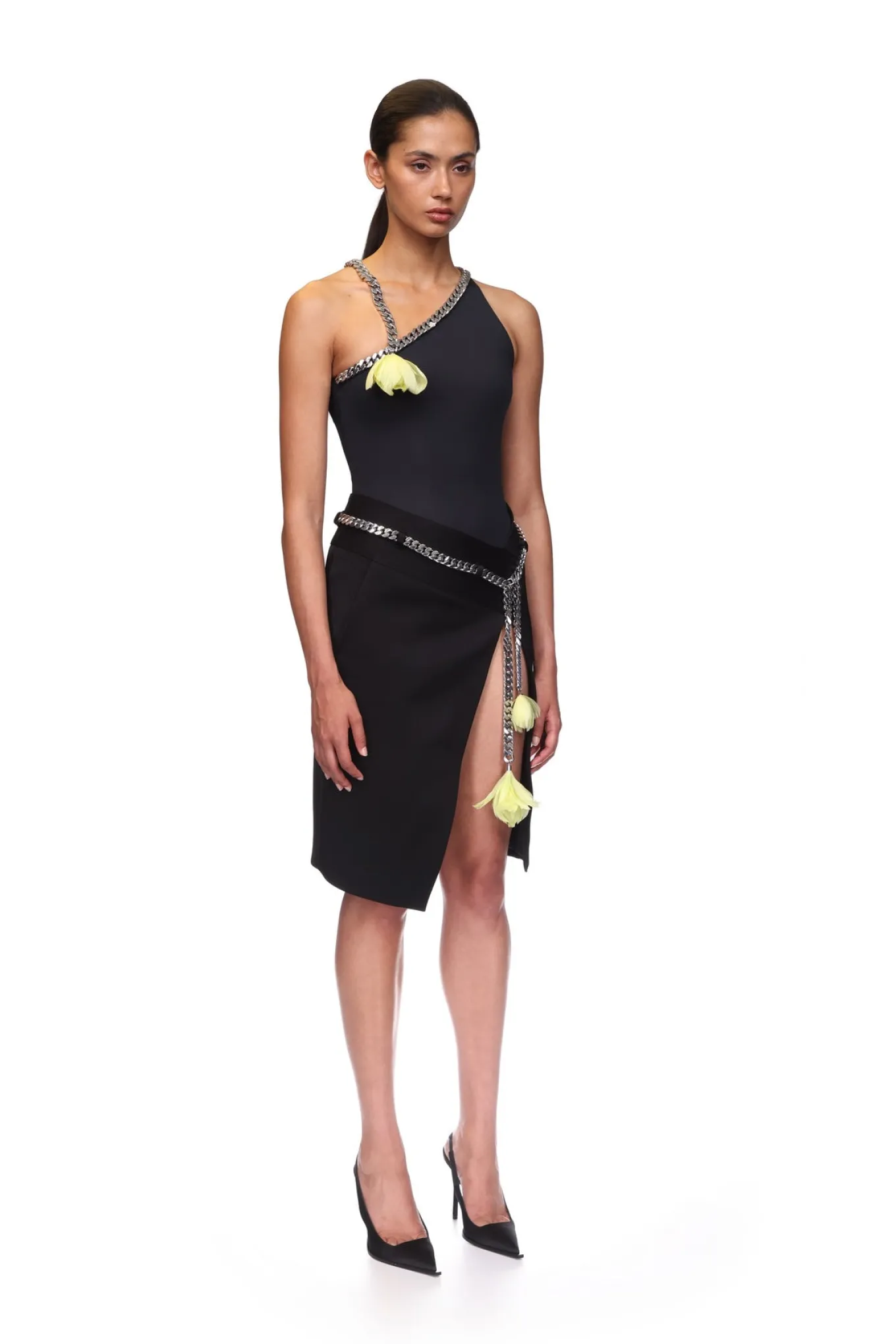 FLOWER CHAIN ONE SHOULDER BODYSUIT